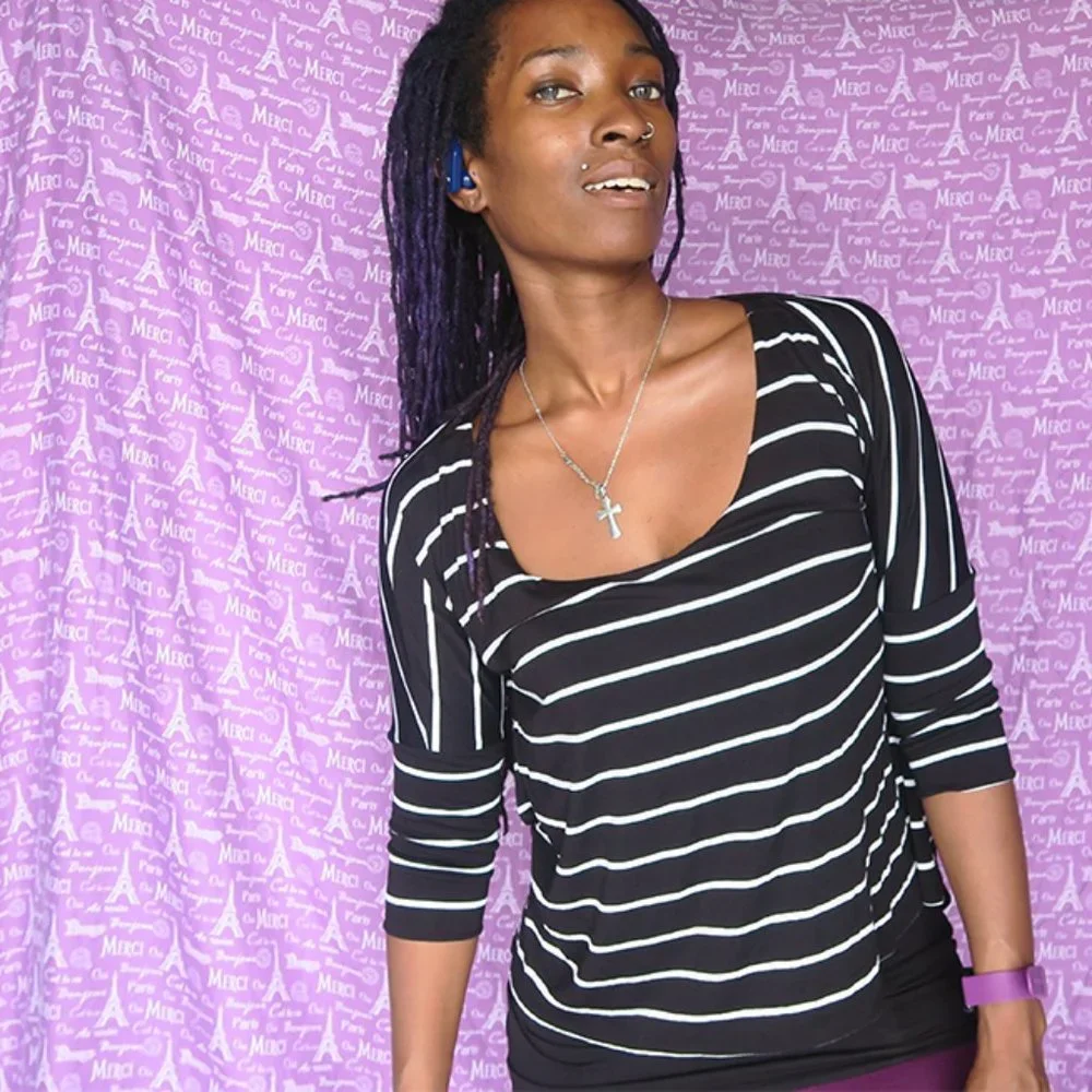 White House Black Market style 570126889 clear stripe double tunic in black XXS
